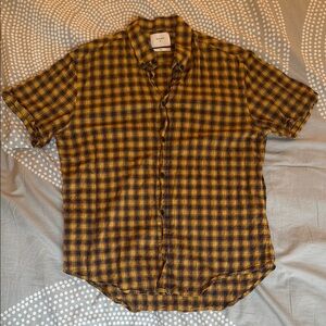 Billy Reid checkered short sleeve button down - Jacquard fleur de lis pattern